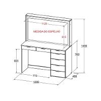 Penteadeira Ditália 7 Gavetas Branco Com Kit Luz Camarim - 3