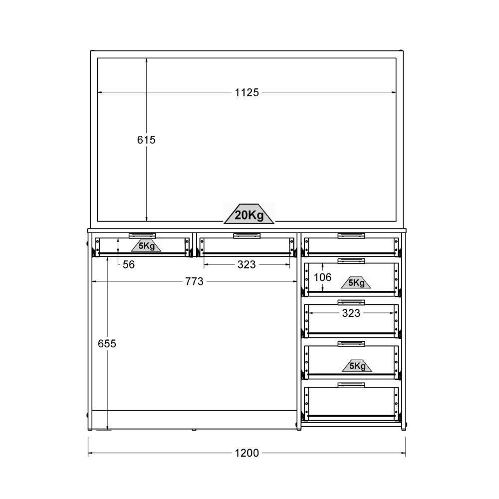 Penteadeira Ditália 7 Gavetas 2divisórias Kit Luz Camarim - 10