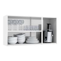 Módulo Cozinha Telasul Star New Armário   3 Portas c/Vidro Branco/Preto - 3