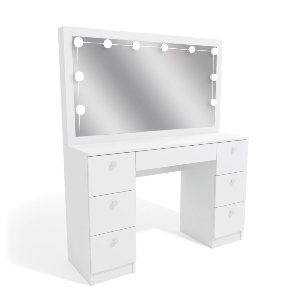 Penteadeira Ditália 7 Gavetas Pe-80 Branco Com Kit Luz Camarim - 1