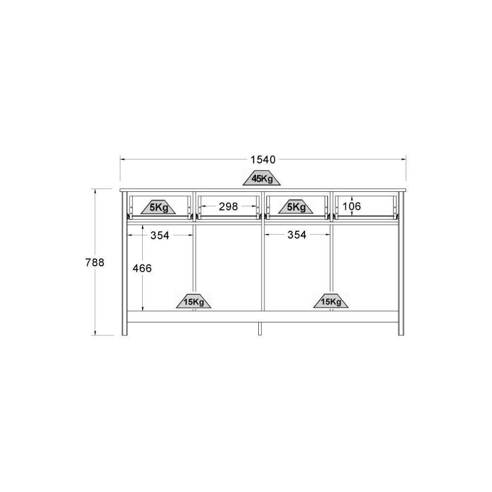 Aparador Buffet Ditália 4 Portas 4 Gavetas R-626 Branco - 7
