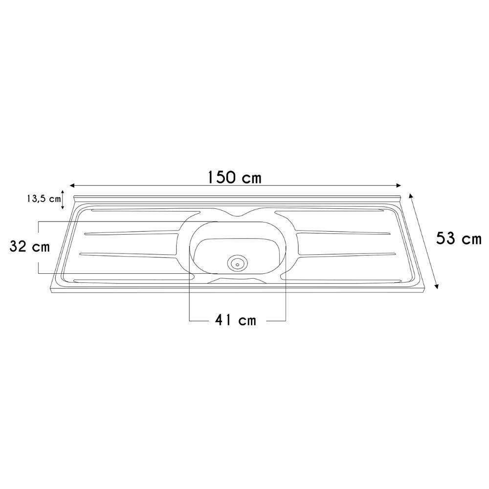Armário De Cozinha Cp02 Com Pia 150cm Pérola Z34 Preto - Mpozenato - 5