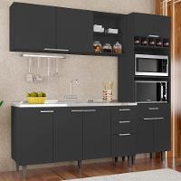 Armário De Cozinha Cp02 Com Pia 150cm Pérola Z34 Preto - Mpozenato - 1