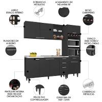 Armário De Cozinha Cp02 Com Pia 150cm Pérola Z34 Preto - Mpozenato - 3