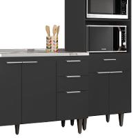 Armário De Cozinha Cp02 Com Pia 150cm Pérola Z34 Preto - Mpozenato - 7