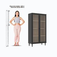 Aparador 2 Gavetas 2 Portas + Cristaleira Ditália 2 Portas R-629 E-957 Preto - 8