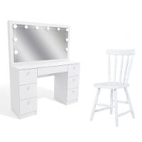 Penteadeira Ditália 7 Gavetas Com Cadeira + Kit Luz Pe-80 Branco - 1