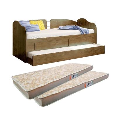 Sofá Cama Solteiro Com Colchões Ditália Cama Auxiliar Cm08 Diamond