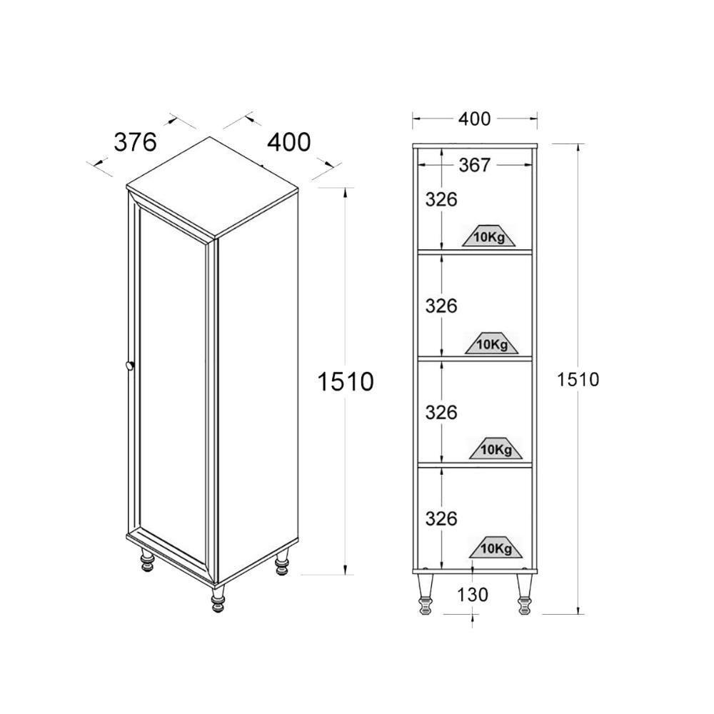 Cristaleira + Aparador Buffet Ditália E-963 + R-629 Preto - 5
