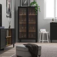 Cristaleira Estante Para Livros Ditália 2 Portas Vidro E-957 Preto - 1