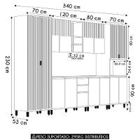 Armário De Cozinha 8 Peças Cp02 Com Ilha Pierre Carvalho/cinza L01 - Mpozenato