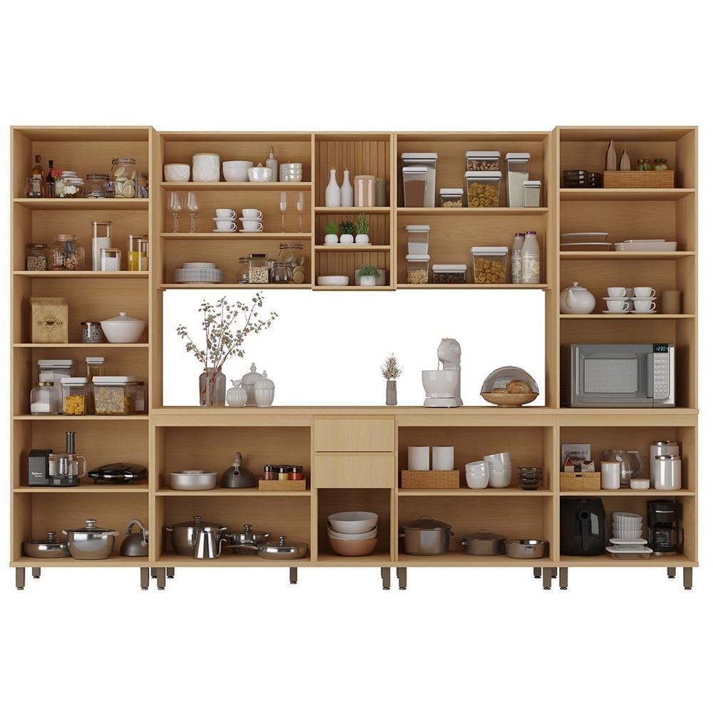 Armário De Cozinha 8 Peças Cp01 Com Ilha Pierre Carvalho/cinza L01 - Mpozenato - 6