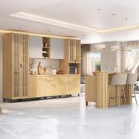 Armário De Cozinha 8 Peças Cp01 Com Ilha Pierre Carvalho/cinza L01 - Mpozenato - 1