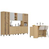 Armário De Cozinha 8 Peças Cp01 Com Ilha Pierre Carvalho/cinza L01 - Mpozenato - 2