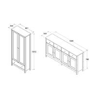 Cristaleira + Aparador Buffet Ditália E-954 + R-626 Branco