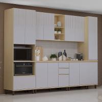 Armário De Cozinha 6 Peças Cp06 E Tampo Pierre Carvalho/cinza L01 - Mpozenato - 1