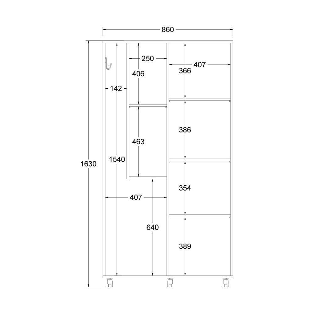 Armário Multiuso Ditália 2 Portas Com Rodízios Ar-70 Branco - 5
