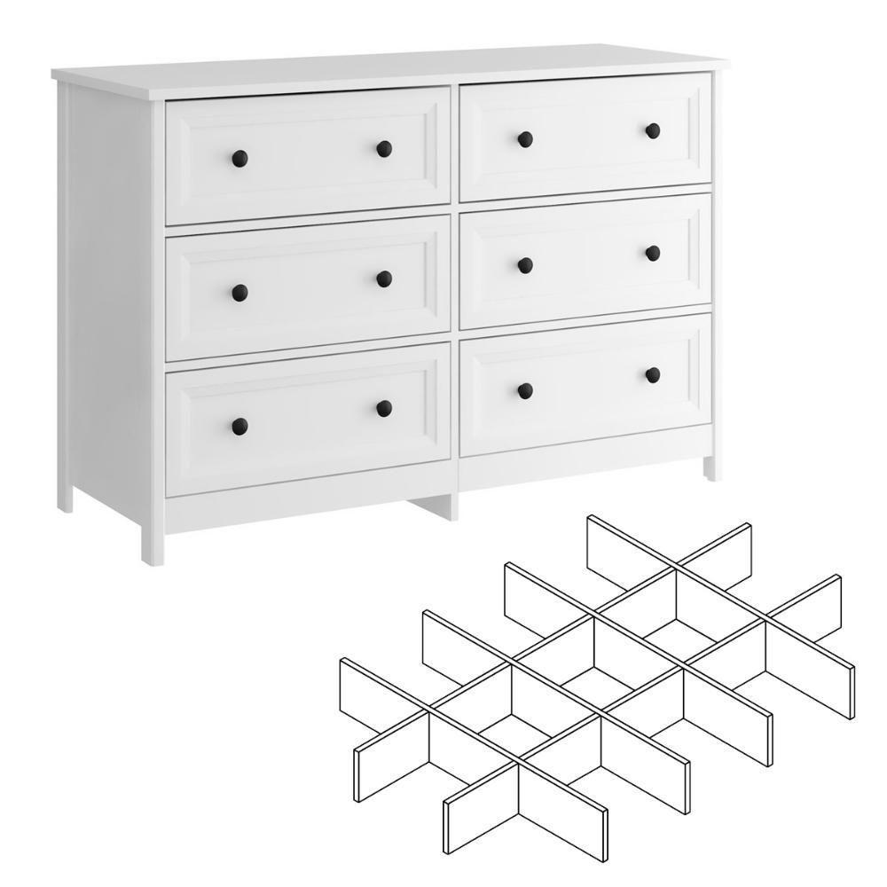 Cômoda 6 Gavetas Com Divisoria Ditália Dm-217 Branco - 1