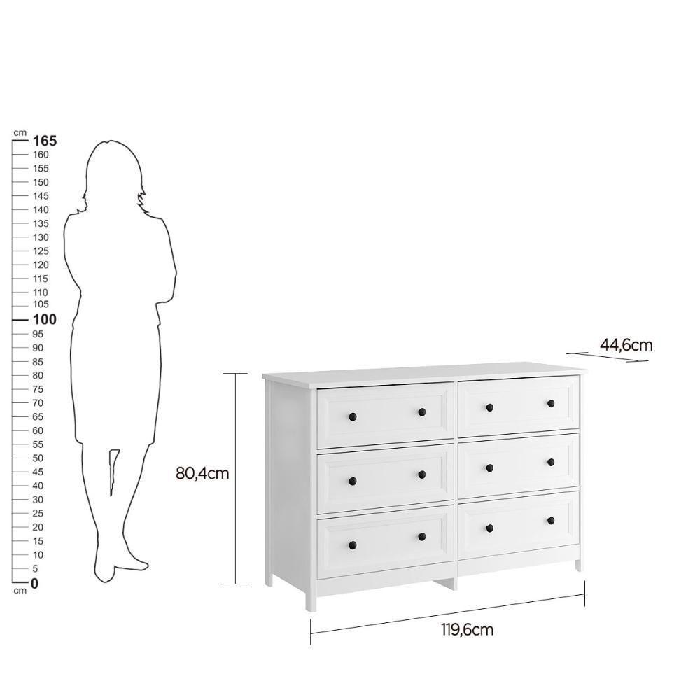 Cômoda 6 Gavetas Com Divisoria Ditália Dm-217 Branco - 6