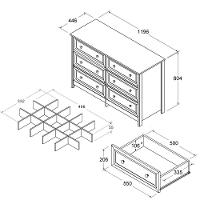 Cômoda 6 Gavetas Com Divisoria Ditália Dm-217 Branco - 5