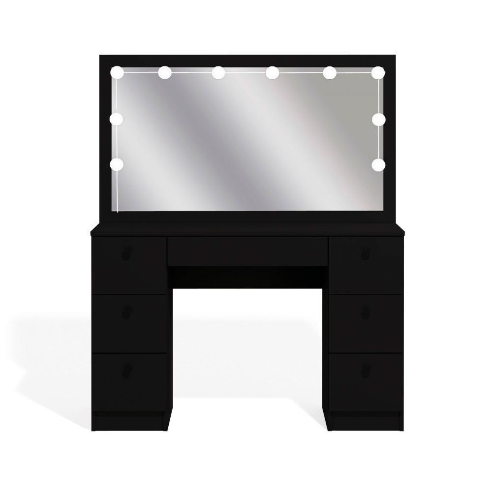 Penteadeira Ditália 7 Gavetas Pe-80 Preto Com Kit Luz Camarim - 5