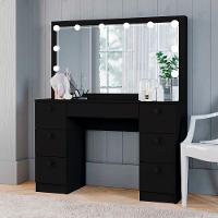 Penteadeira Ditália 7 Gavetas Pe-80 Preto Com Kit Luz Camarim - 9