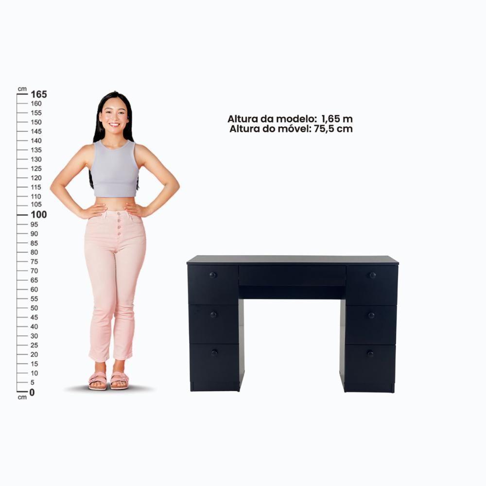 Penteadeira Ditália Com Cadeira + Espelho Redondo Pe-100 Preto - 5