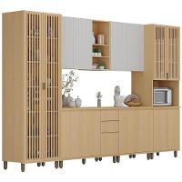 Armário De Cozinha 6 Peças Cp01 E Tampo Pierre Carvalho/cinza L01 - Mpozenato - 2