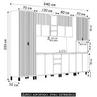 Armário De Cozinha 6 Peças Cp01 E Tampo Pierre Carvalho/cinza L01 - Mpozenato