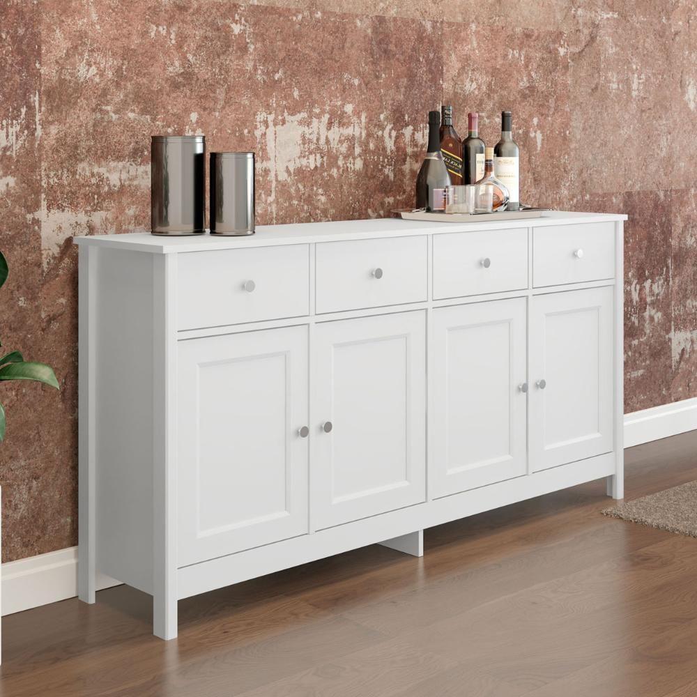 Aparador Buffet Ditália 4 Portas 4 Gavetas R-626 Branco - 2