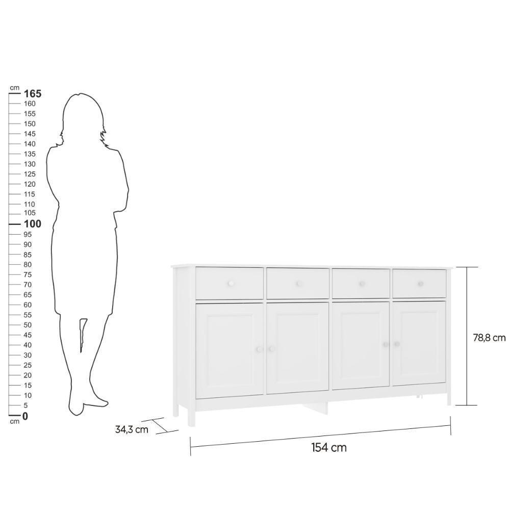 Aparador Buffet Ditália 4 Portas 4 Gavetas R-626 Branco - 4
