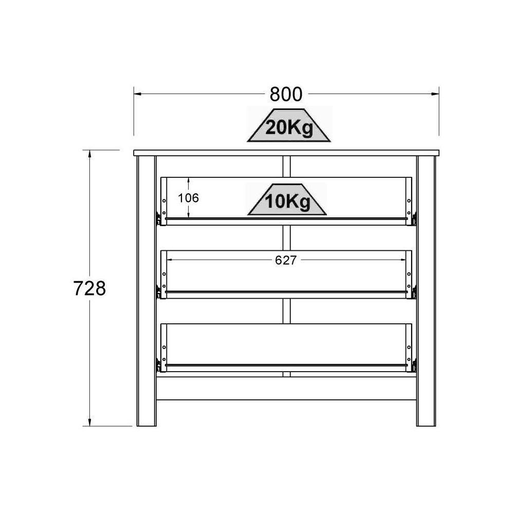 Cômoda Ditália 3 Gavetas Dm-219 Branco - 4
