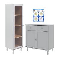 Cristaleira + Aparador Ditália + Kit Luz E-963 + R-629 Cinza - 1