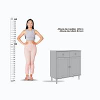 Cristaleira + Aparador Ditália + Kit Luz E-963 + R-629 Cinza - 7