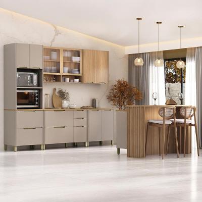 Armário Cozinha 6 Peças Cp01 E Ilha Marina Cinammon/freijó L01 - Mpozenato