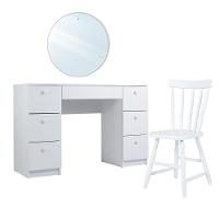Penteadeira Ditália Com Cadeira + Espelho Redondo Pe-100 Branco - 1
