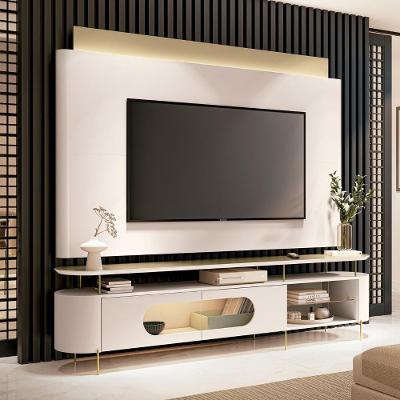 Painel Tv 85 Pol E Rack Bancada Dalya Off/champanhe H01 - Mpozenato