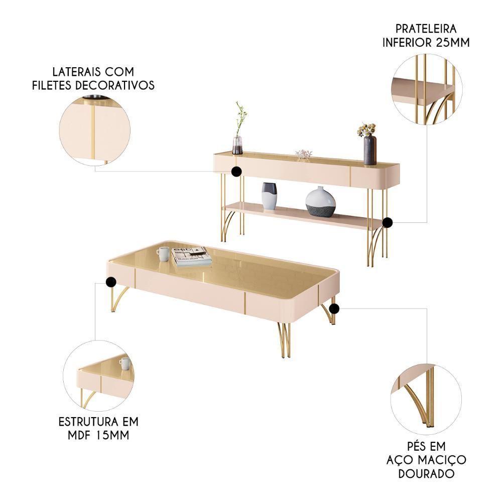 Aparador Gianni E Mesa De Centro Alane Off/champanhe H01 - Mpozenato - 3