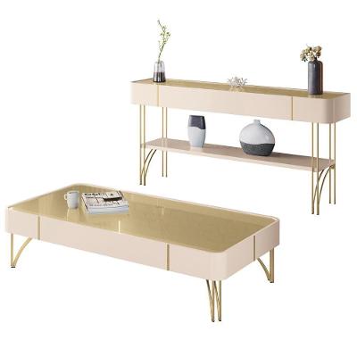 Aparador e Mesa de Centro Gianni e Alane Contemporâneo em MDF 160cm Off White