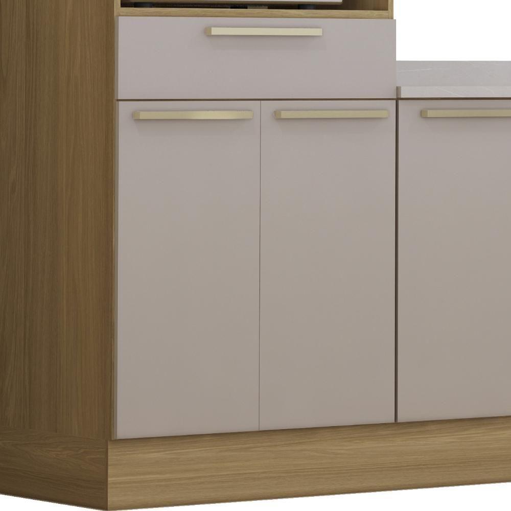 Armário Cozinha 6 Peças Cp01 E Tampo Mirella Freijó/cinammon L01 - Mpozenato - 6