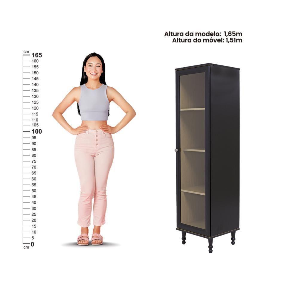 Cristaleira + Aparador Ditália + Kit Luz E-963 + R-629 Preto - 6