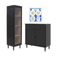 Cristaleira + Aparador Ditália + Kit Luz E-963 + R-629 Preto - 1