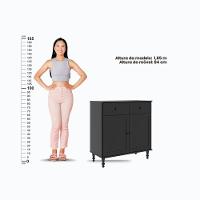 Cristaleira + Aparador Ditália + Kit Luz E-963 + R-629 Preto - 7