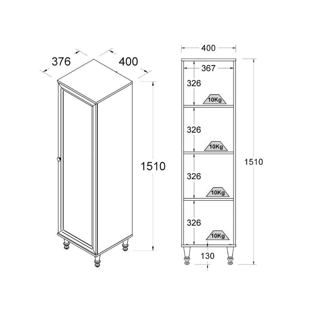 Cristaleira + Aparador Ditália + Kit Luz E-963 + R-629 Branco - 5