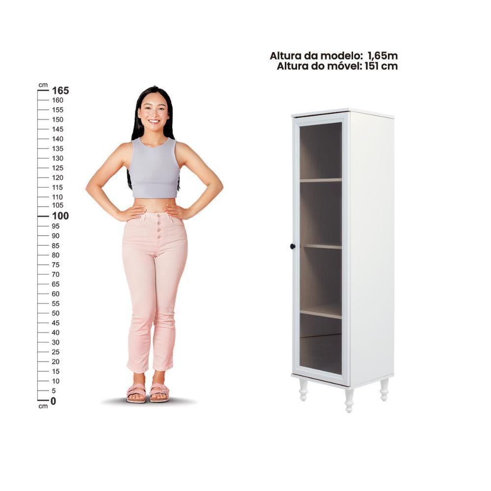 Cristaleira + Aparador Ditália + Kit Luz E-963 + R-629 Branco - 6