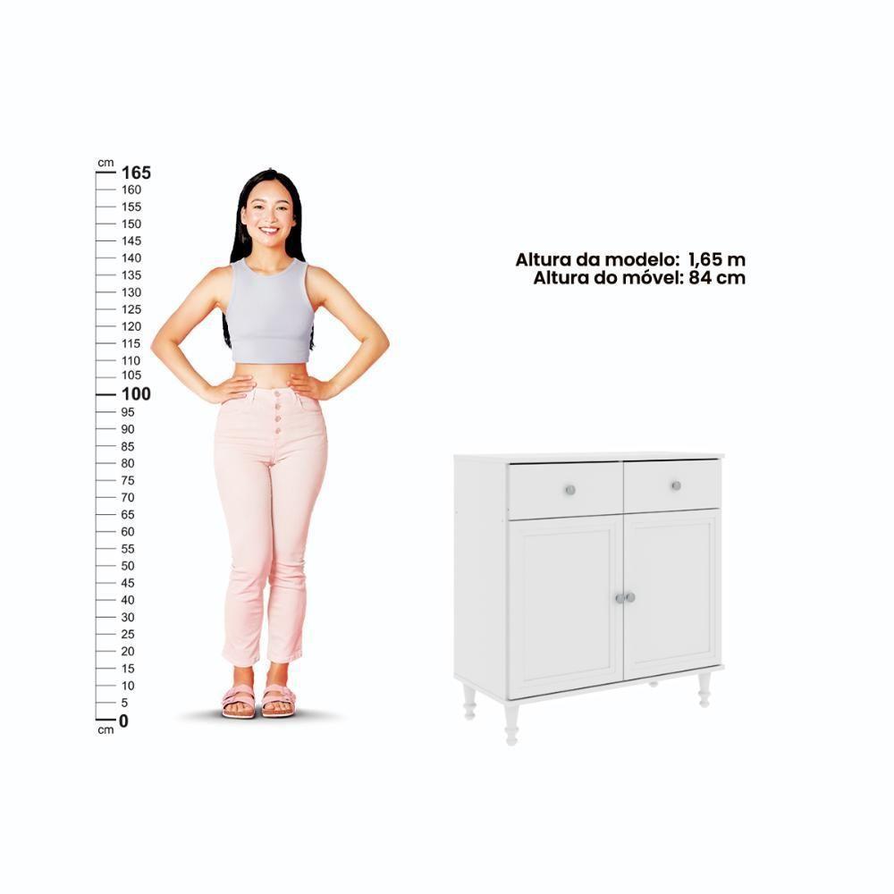 Cristaleira + Aparador Ditália + Kit Luz E-963 + R-629 Branco - 7