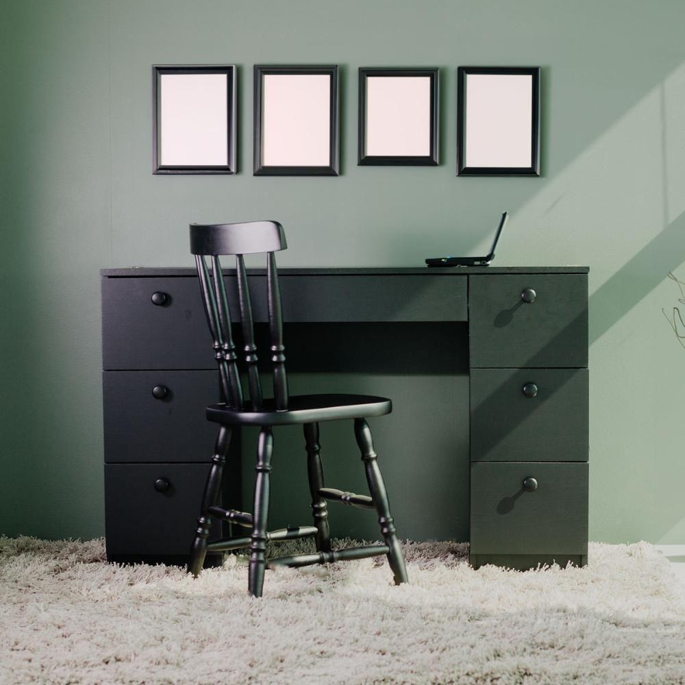 Penteadeira Ditália 7 Gavetas Com Cadeira Pe-100 Preto - 2