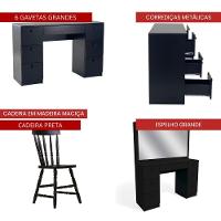 Penteadeira Ditália 7 Gavetas Com Cadeira Pe-80 Preto - 8