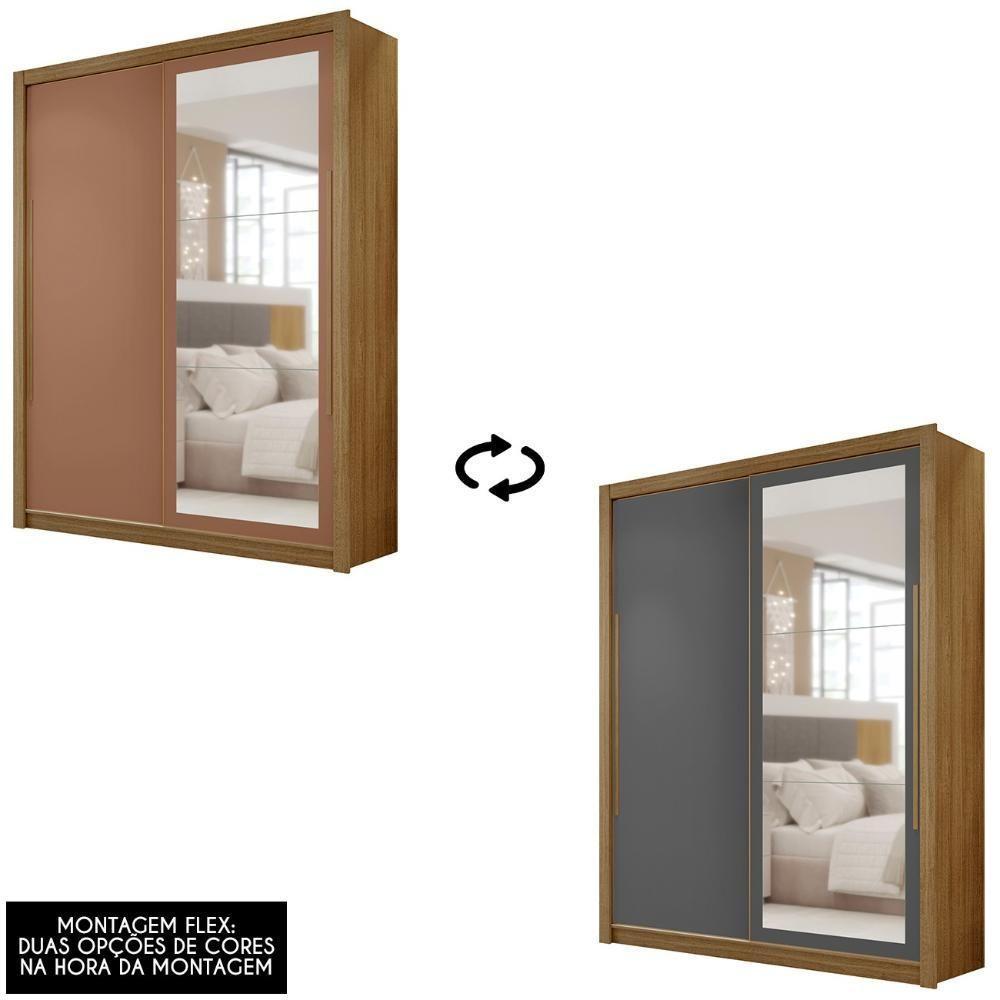 Guarda Roupa Solteiro Flex Com Espelho Dubai Nature/camarim - Vila Rica - 5