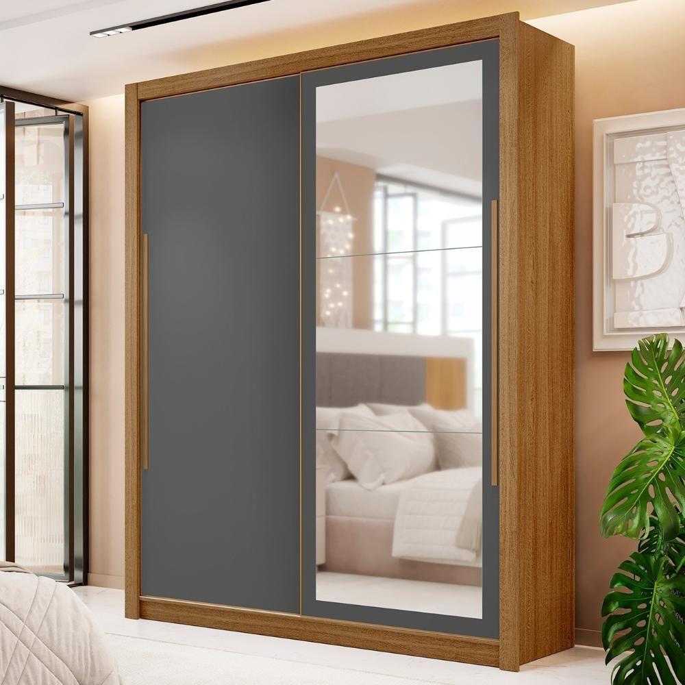 Guarda Roupa Solteiro Flex Com Espelho Dubai Nature/camarim - Vila Rica - 8